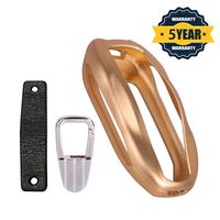 Tesla Key Fob Cover Case，Premium Aluminum Car Key Fob Cover Key Chain Compatible Model with Leather Key Strap (Golden)