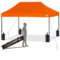 ABCCANOPY Pop up Canopy Tent Commercial Instant Shelter with Wheeled Carry Bag, Bonus 4 Canopy Sand Bags, 10x15 FT (Orange)