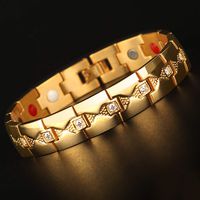 AlonSwallow Magnetic Therapy Bracelet Inlaid Diamond 4 Energy Health Jewelry Pain Relief for Arthritis and Carpal Tunnel Relieve Fatigue Adjustable Bracelet Box