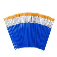Miconate Children's Art Paintbrushes,Little Painting Brushes for Kids with Flat Tip Blue 14cm (100 Pieces)