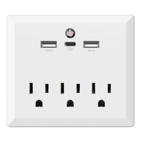 USB Wall Outlet Plug, Maxcio Wall Outlet with USB Ports(2.4A)/USB-C Port(3A), Outlet Extender with Auto Sensor Night Light, Phone Holder Charging Station