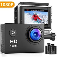 Oaixmn Action Camera 16MP 1080P Underwater Photography Cameras 140 Degree Ultra Wide Angle Lens with 2 Pcs Rechargeable Batteries and Mounting Accessories Kits - Black01