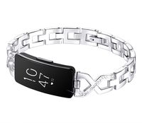 Bands Compatible with Inspire HR Bands Women - Inspire HR Bracelets/ Metal Wristbands Jewelry Watch Band/ Stainless Steel Replacement Bangle Strap for Fit bit Inspire HR Bands Small Large Silver Black