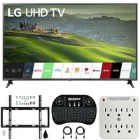 LG 65UM6900 65-inch 4K UHD Smart TV with TruMotion 120 (2019) Bundle with Deco Mount Flat Wall Mount Kit, Deco Gear Wireless Backlit Keyboard and 6-Outlet Surge Adapter with Night Light