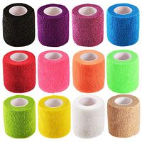 12 Pieces Adhesive Bandage Wrap Stretch Self-Adherent Tape Cohesive Wrap Bandage Flexible Stretch Tape Athletic Strong Elastic First Aid Tape for Wrist, Ankle Sprains, Swelling 5 Yards Each