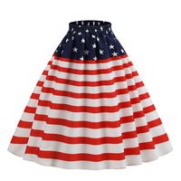 MOMJO Print Casual American Flag Skirt (M, American Flag 002)