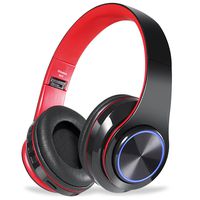 Bluetooth Headphones Over Ear,Viotte Hi-Fi Stereo Wireless/Wired Headset,Foldable Comfortable Earmuffs,Built-in Mic,10 Hours Playtime,Compatible with Smartphone,PC,iPhone,Tablets-Black & Red