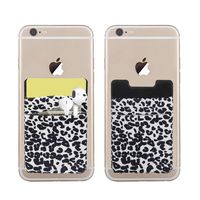 SS Phone Card Holder, 2 Pack Phone Pocket Stretchy Lycra Stick On Wallet for Credit Card, Business Card ID and Keys, Phone Wallet for Almost All Phones （Leopard Print）