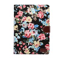 iPad Mini 2 Case Kids,Mini 3 Cover,TechCode Luxury Book Style Classical Flower Pattern Folio Stand Case with Card Slots Magnetic Smart Case Screen Protective Cover for iPad Mini 1/2/3 7.9 inch(Black)