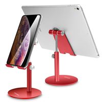 Adjustable Tablet/Phone Stand, AICase Telescopic Adjustable iPad Stand Holder,Universal Multi Angle Aluminum Stand Compatible with iPhone Smart Cell Phone/Tablet/iPad(4-13 inch), Red