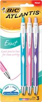 BIC Atlantis Exact Fashion Retractable Ballpoint Pen, Fine Point (0.7mm), Assorted Colors, 3-Count