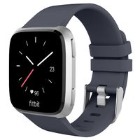 UMTELE for Fitbit Versa Bands, Silicone Replacement Sport Strap with Metal Buckle for Fitbit Versa, Small, Slate