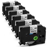 6-Pack Label Maker Tape, Replace TZe Tape 12mm 0.47 Laminated White TZe-231 TZ-231 Label Tape Compatible with Bother Ptouch PTD210 PTH100 PTD400 PTD600, 12mm (1/2 Inch) x 8m (26.2 ft)