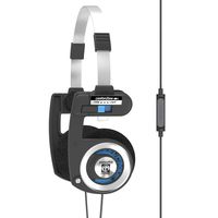 Koss Porta Pro with Microphone and Remote On-Ear Headphones, in-Line Microphone and Touch Remote Control, Collapsible Design, Wired with 3.5mm Plug, Black and Silver