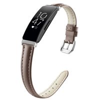 OenFoto Bands Compatible Fitbit Inspire & Inspire HR, Adjustable Leather Replacement Accessories Wristband Strap for Fitbit Inspire & Inspire HR Smartwatch, Women Men, Large Gray