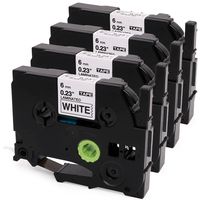 Oozmas Replace TZe-211 Label Tape, Black on White Standard Laminated Tape 6mm, Compatible for Brother P-Touch PT-D210 PTD400AD PTH110 Labeler Label Maker, 0.23 Inch x 26.2 Feet, 4 Pack (OP-34962)