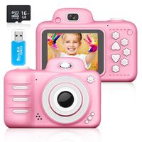 Kids Camera for Girls, Digital Camera for Kids 3-10 Years Old with 2.4 Inch LCD Display Screen Include 16GB SD Card with Strap