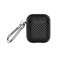 MAMaiuh Protective Case, Carbon Fiber Dust-proof Protection Case Cover Skin Case Charging Case with Ear Hook for Apple Airpods 1 (Black)