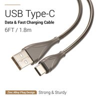 JYFT USB C Cable with Multi Charging, 6FT USB-A to USB Type-C Cable, Metal Braided Fast Charging/Data Transfer Cable for MacBook Pro and Type C Devices（Type-C，6FT）