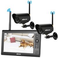 KKmoon Wireless 2.4GHz 7" TFT Digital LCD Display Monitor 2 Channel Quad DVR + 2 IR Night Vision Waterproof Camera Support AV Output Voice Monitoring Motion Detection Recording TF Card