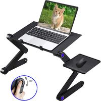 Adjustable Laptop Table Stand for Bed Sofa All Aluminium Alloy Standing Office Ergonomic Office Lap Desk Portable Lightweight Compatible Notebook Tablets with Adjustable Mouse Pad