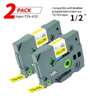 Label Orison 2PK TZe-631 Label Tapes Compatible with Brother P-Touch Laminated TZ631 TZo631 use for PT-H110 PT-D210 PT-D400 PT-D600 Black on Yellow 0.47 Inch x 26.2 ft (12mm x 8m)