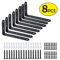 Corner Brace 8 Pcs Shelf Bracket Heavy Duty Black Steel L Corner Brace, Decorative Joint Angle Bracket for Shelf 5 InchX3 Inch Shelves Wall Hanging Bracket with Screws (125X75mm(5 InchX3 Inch)(8PCS))