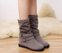 Hemlock Womens Booties, Ladies Winter Warm Calf Boots Slip On Snow Women Shoes Booties (US:6.5, Grey)