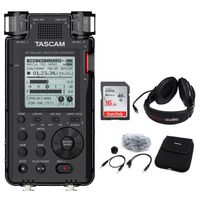 Tascam DR-100mkIII Linear PCM Recorder with Tascam Accessory Package, 16GB Memory Card & Stereo Headphones Bundle