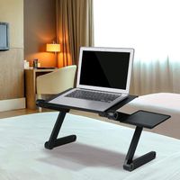 Portable Adjustable Laptop Stand/Desk/Riser for Bed/Couch/Office/Home with Cooling Fans & Mouse Pad, for Notebook-Mac Book-Light Weight TV Tray/Folding PC Holder, Gift for Friend-Men-Women-Student