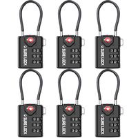 TSA Compatible Travel Luggage Locks, Inspection Indicator, Easy Read Dials - 1, 2 & 4 Pack (Large, BLACK 6 PACK)
