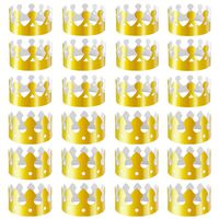28 Pack Gold Paper Crown Gold Foil Party Crown Hat Cap for Birthday Celebration Baby Shower Photo Props (2 Styles)