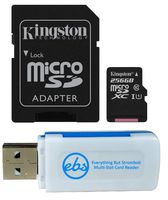 Kingston 256GB SDXC Micro Canvas Select Memory Card and Adapter Bundle Works with Samsung Galaxy A50, A40, A30 Cell Phone (SDCS/256GB) Plus 1 Everything But Stromboli (TM) MicroSD and SD Card Reader