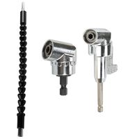 Ginode 105 Degree Right Angle Driver Angle Extension Power Screwdriver Drill Attachment + 1/4 inch Hexagon Flexible Screwdriver Extension Soft Shaft