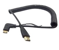 Angle 90 Degree Mini HDMI to HDMI,SinLoon Right Angled Mini-HDMI Male to HDMI Male Gold Plated Converter Adapter Coiled Spiral Cable,Support 3D, 1080P,1.5~10 Feet（90Mini-HDMI Black）
