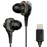 MFI Certified Earphones for iphone Lightning Dual Driver Headphones, UiiSii I8 in-Ear Earbuds with Mic and Volume Remote Waterproof Wired Stereo Noise Isolating Compatible with iPhone Xs Max/iPhone XR
