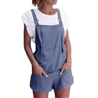 Women Jumpers Shorts Pants Pockets Strappy Romper Working Overalls Trousers Hemlock (XL, Blue)
