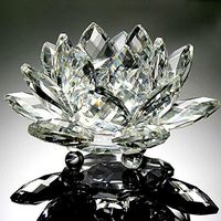 Room Decorated, Lotus Crystal Glass Figure Paperweight Ornament Feng Shui Decor Collection Home Decor