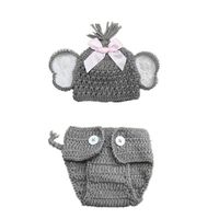 Clearance! Auwer 2PCS Newborn Baby Elephant Stretchy Knit Photo Baby Hat+Shorts Costume Set Photography Propsography Props (One Size, Gray - Baby Girls)