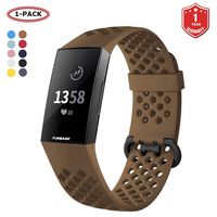 FunBand for Fitbit Charge 3 Strap Bands, Easy Adjust Breathable with Ventilation Holes Soft Silicone Sport Replacement Accessory Bracelet Straps for Fitbit Charge 3 Fitness Activity Wristband