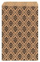 200 pcs Damask Paper Gift Bags Shopping Sales Tote Bags 6" x 9" Brown with Black Damask Design