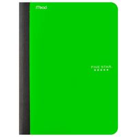 Five Star Composition Book, Notebook with Pockets, 100 Sheets, 9-3/4" x 7-1/2", Lime (09276AF2)