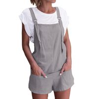 Women Jumpers Shorts Pants Pockets Strappy Romper Working Overalls Trousers Hemlock (L, Grey)