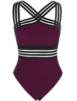 Hilor Women's One Piece Swimwear Front Crossover Swimsuits Hollow Bathing Suits Monokinis Burgundy XXL/US16