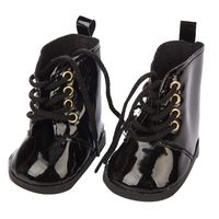 Wenini 18 Inch Doll Bandage Leather Shoes, Our PU Shoes Will Fit for American Doll Accessory Girl's Toy, Kids Birthday Festival Gift (Black)