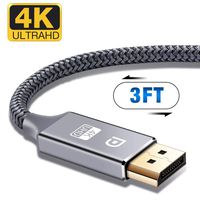 DisplayPort Cable,Capshi 4K DP Cable Nylon Braided -(4K@60Hz, 1440p@144Hz) Ultra High Speed DisplayPort to DisplayPort Cable 3ft for Laptop PC TV etc- Gaming Monitor Cable (Grey)