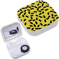 Portable Contact Lens Case Box Travel Kit Mirror + Bottle + Tweezers Container Holder [ Trendy Retro Geometric Element ]