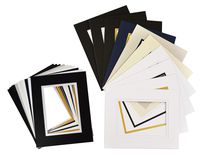 Golden State Art, Pack of 25, Mix Colors 8x10 Picture Double Mat for 5x7 Photo with White Core Bevel Cut Frame Mattes
