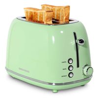 REDMOND 2 Slice Toaster Retro Stainless Steel Toaster with Bagel, Cancel, Defrost Function and 6 Bread Shade Settings Bread Toaster, Extra Wide Slot and Removable Crumb Tray, Mint Green, ST028