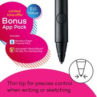 Wacom Bamboo Fineline 2 Fine Point, Thin Tip Stylus for iPad (CS600C1K)